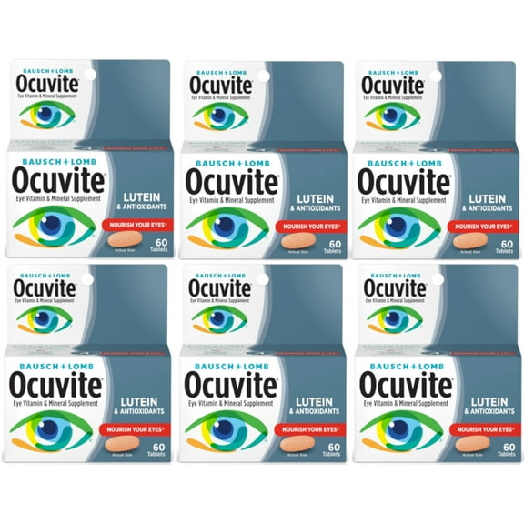 6 Pack Bausch & Lomb Ocuvite Eye Vitamin & Mineral Supplement with Lutein 60 Ea