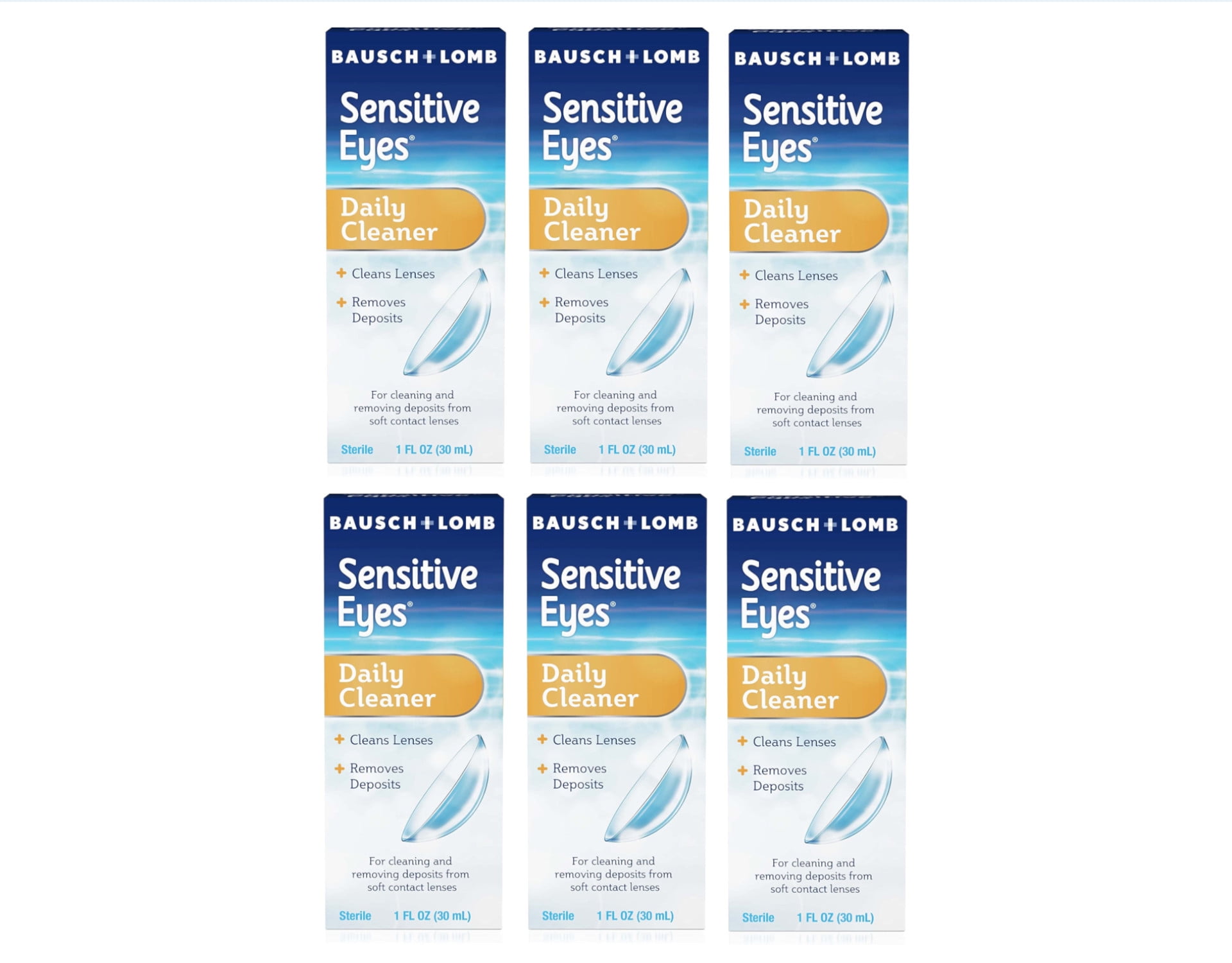 6 Pack - Bausch & Lomb Sensitive Eyes Daily Cleaner 30 mL Each ...