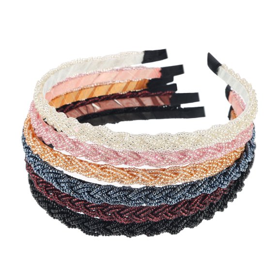 6 Pack Beaded Hair Hoop Headband, Multiple color,Sparkly Crystal Head Bands Hair Accessories for Women Girls