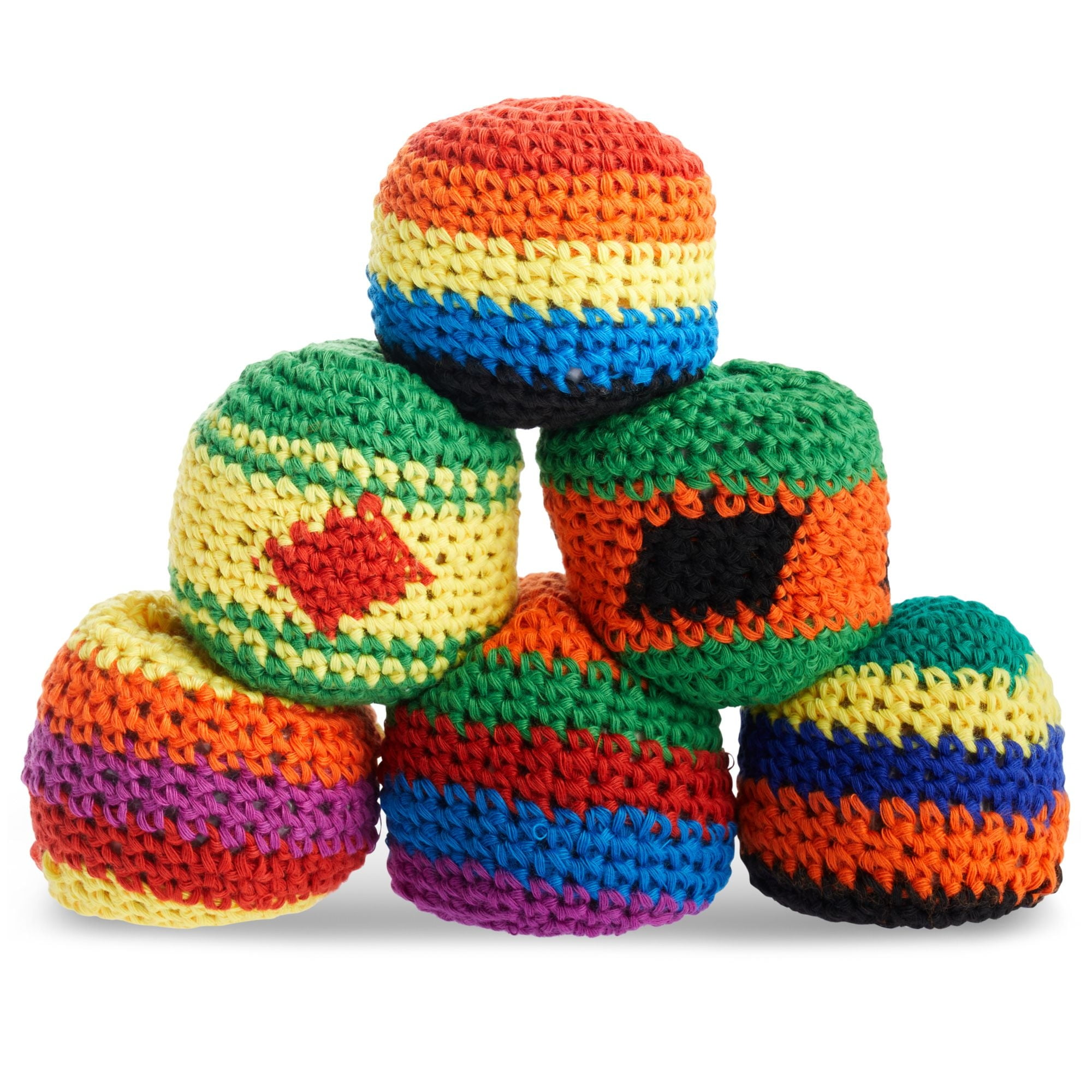6 Pack Bean Bag Balls, Knitted Cotton Foot Bag Juggling Sacks for Party Favors, Goodie Bags