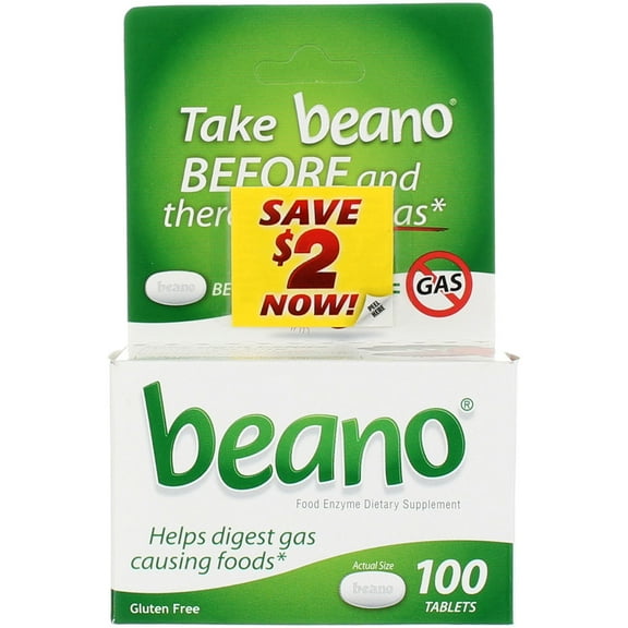 6 Pack - Beano Food Enzyme Dietary Supplement, Tablets, 100 Each