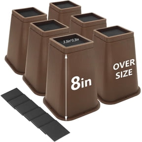 6 Pack Bed Risers 8 Inch Heavy Duty Dark Brown, Furniture Risers for Dorm Twin XL Sofa Couch Table Desk Cabinet Bed Frame, Black Bed Lifts Risers