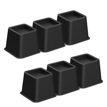 6 Pack Bed Risers, Adjustable Bed Lifts in Heights 3 inch, Heavy Duty Stackable Risers for Sofa, Chair, Desk, Table Legs Extenders, Black