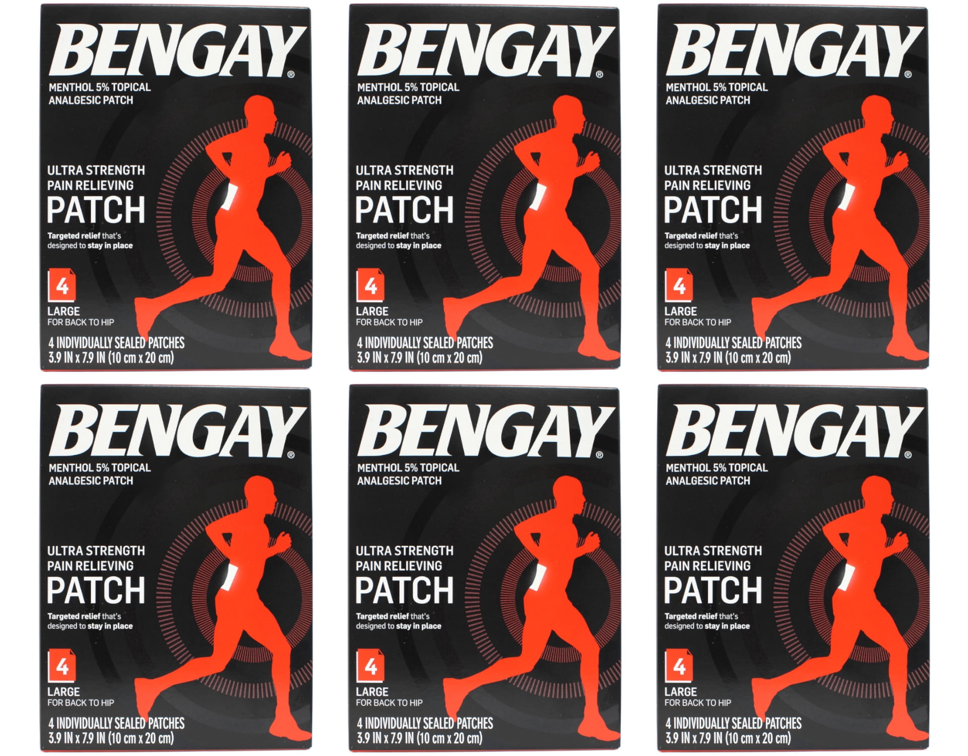 6 Pack - Bengay Ultra Strength, Pain Relieving Patch, Large Size, 4 Count Each