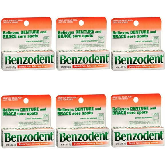 6 Pack Benzodent Denture Ointment - 0.25 Oz Each