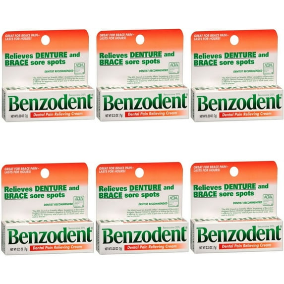 6 Pack Benzodent Denture Ointment - 0.25 Oz Each