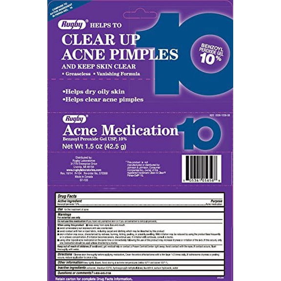 6 Pack - Benzoyl Peroxide 10% Generic Oxy Balance Acne Medication Gel 1.5oz Each