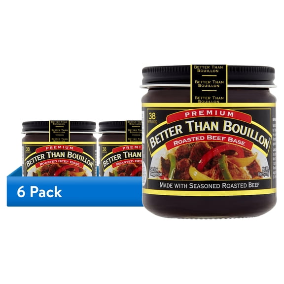 (6 pack) Better Than Bouillon Premium Roasted Beef Base, Shelf-Stable, 8 oz Jar