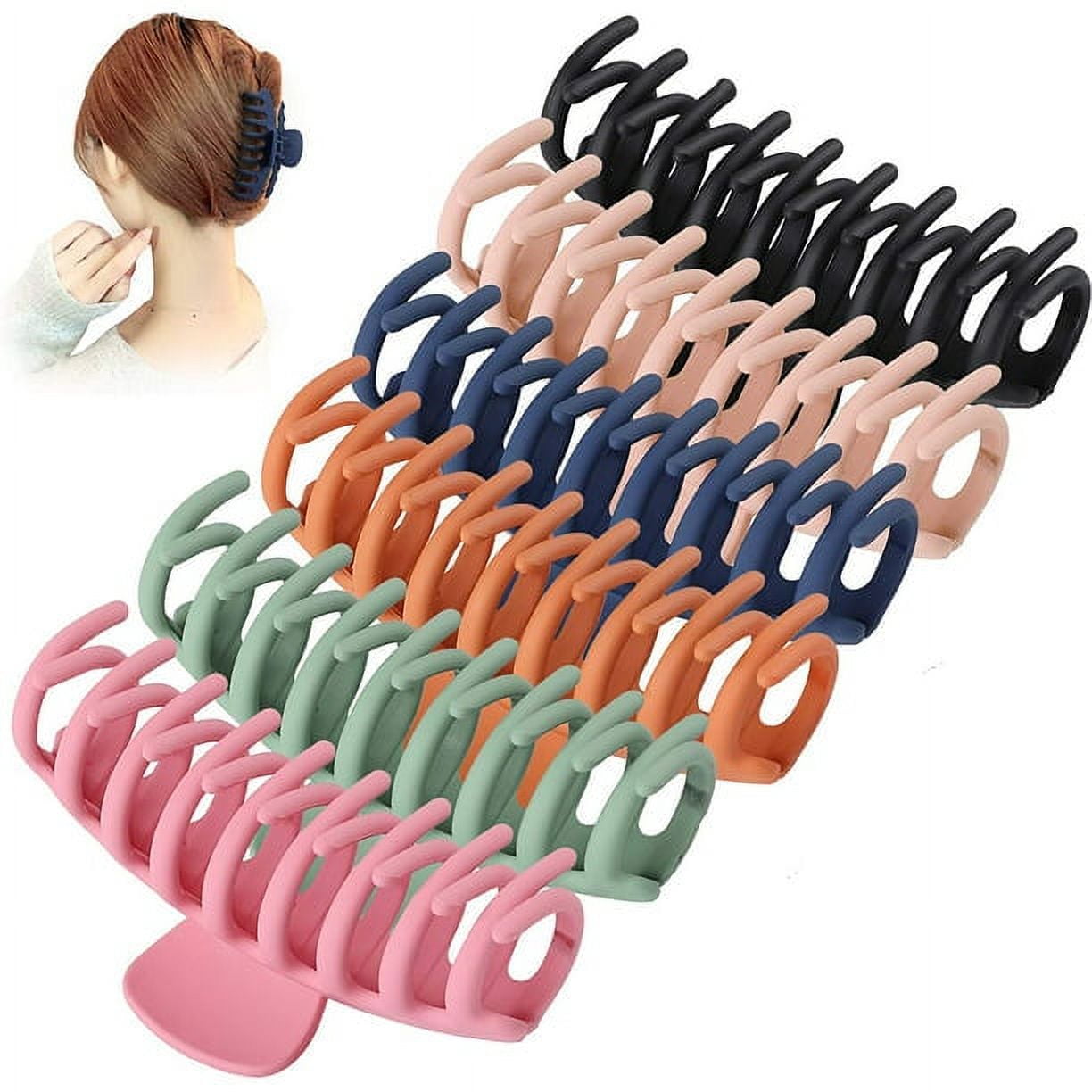 GVIEEVOL 6 Pack Big Claw Clips 4.3 Inch Giant Matte Hair Claw Clips For Women and Girls 6 Color Large Jaw Hair Clips Strong Hold for Thick Hair