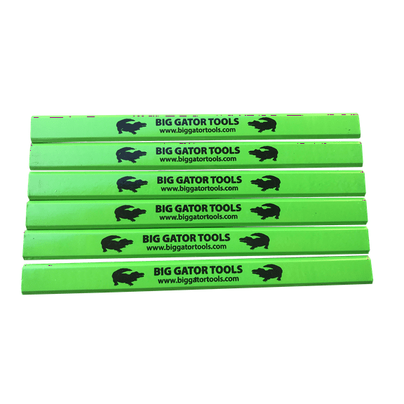 6 Pack - Big Gator Tools Carpenter Pencils - Neon Green Wooden Pencil