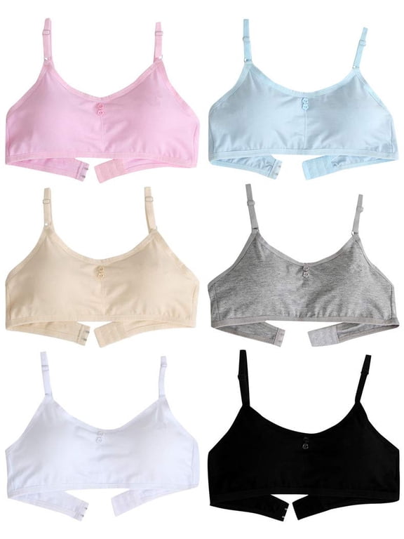 6 Pack Big Girls Bra Comfort Flex Fit Seamless for Girl Teens with Adjustable Straps, Pull-on Design