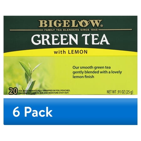 (6 pack) Bigelow Green Tea with Lemon, Tea Bags, 20 Count
