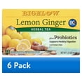 thumbnail image 1 of (6 pack) Bigelow Lemon Ginger Plus Probiotics, Caffeine Free, Herbal Tea Bags, 18 Count, 1 of 13