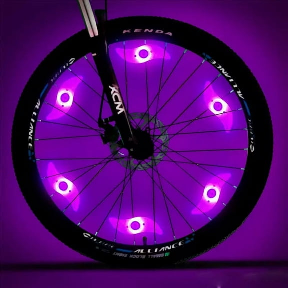 6 Pack Bike Spoke Led Lights Bicycle Wheel Light Purple Free Battery LED84PR