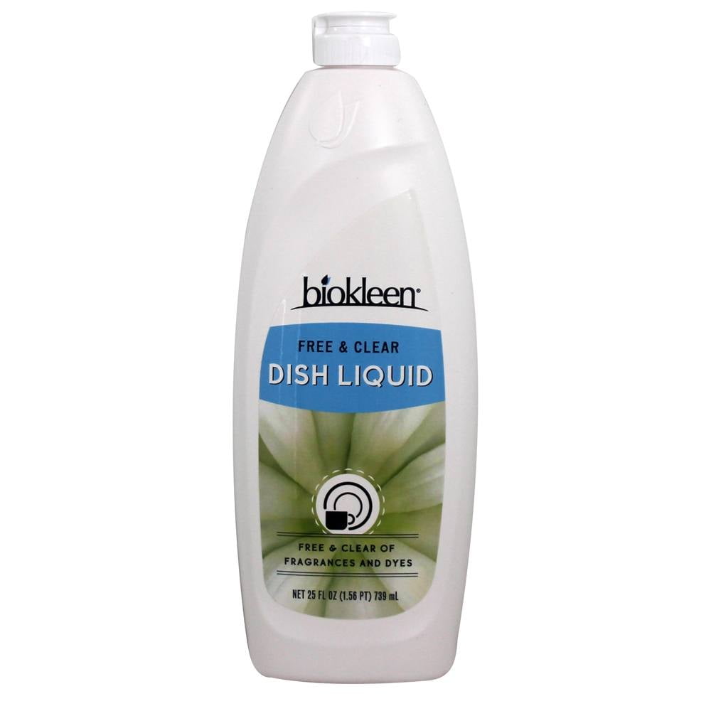 Biokleen Dish Liquid Natural, Free and Clear, Unscented, 25 oz Each (Pack of 6)