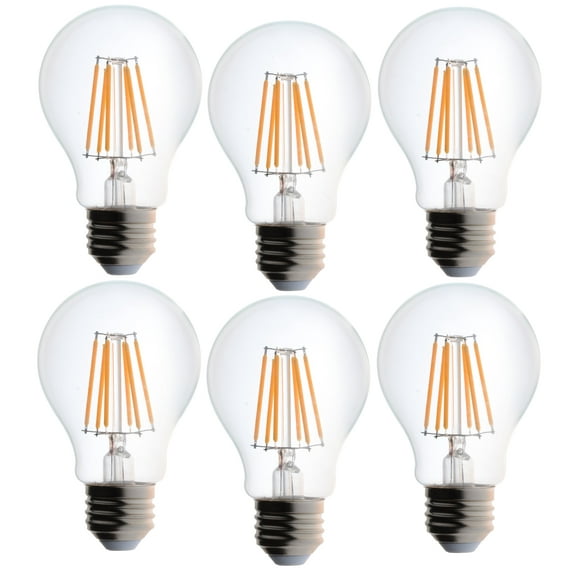 6 Pack Bioluz LED 40 Watt Light Bulbs Dimmable Vintage Edison Style Filament LED A19 Warm White 2700K Clear Pendent Light Bulb UL Listed