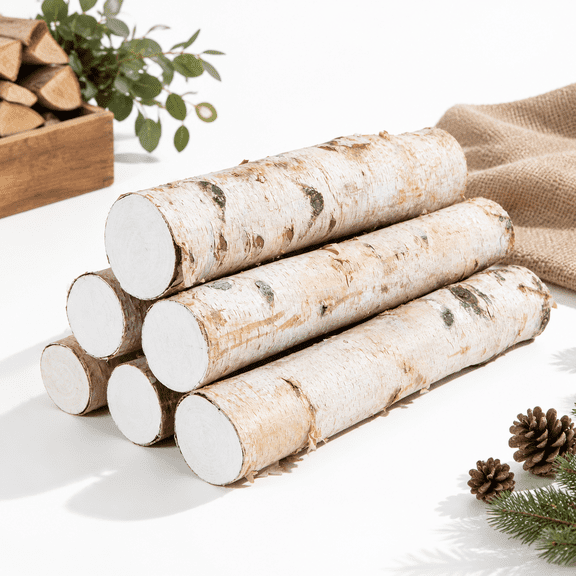 6 Pack Birch Logs Decorative Branches Log For Decoration Crafts Diy Fireplace Decor Firewood(birch Logs:2.3"-3.2" Dia. X 16.5" Le