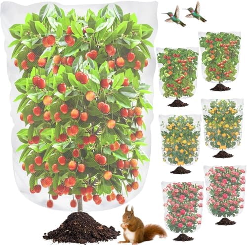 6 Pack Bird Netting for Garden, 3.2×5.2Ft Blueberry Bush Netting Cover with Drawstring, Insect Net Blueberry Netting Plant Covers Garden Netting for Garden Protection Tomato Fruit Bush