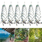 6 Pack Bird Scare Repellent Spiral Reflectors Hanging Device 15.8", IC ICLOVER Reflective Deterrent Garden Decorative Easy Installation & Birds Away Silver