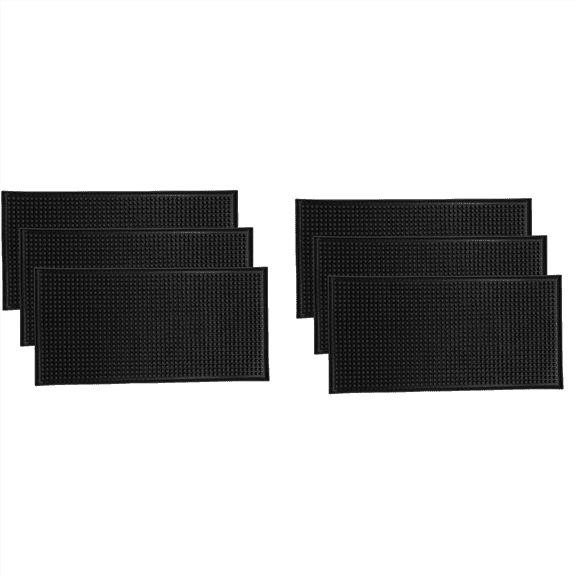 6 Pack Black Bar Mat Spill Glass Drying Cocktail Mixing Service for Counter Top(12inch(L) X 6inch(W))