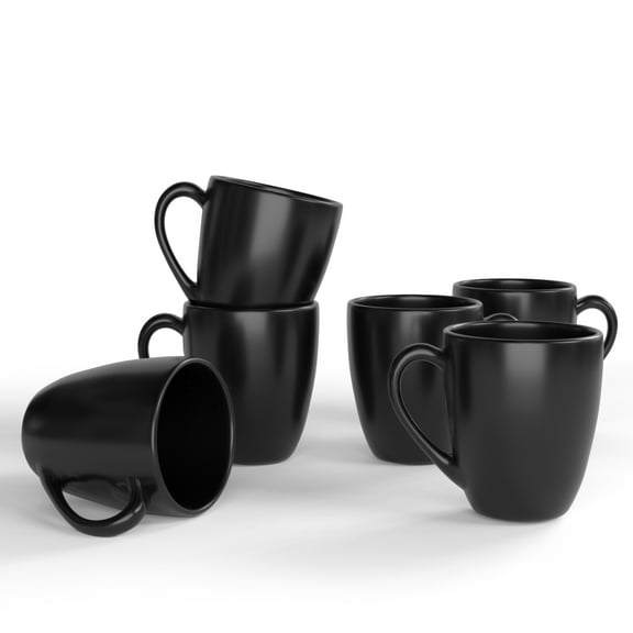 6 Pack Black Coffee Mug Set, Coffee Cup for Water, Coffee, Milk, 16.91oz/500ml
