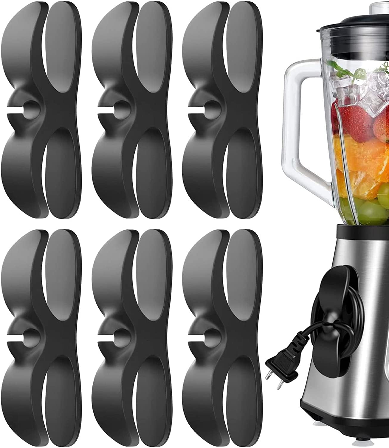 6 Pack Black Cord Organizer for Kitchen Appliances Cord Keeper Cord