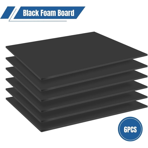 6 Pack Black Foam Board 24"x36", 3/16" Thick Foam Core Board for Projects, Black Poster Board for Painting, Displaying, and Craft Projects