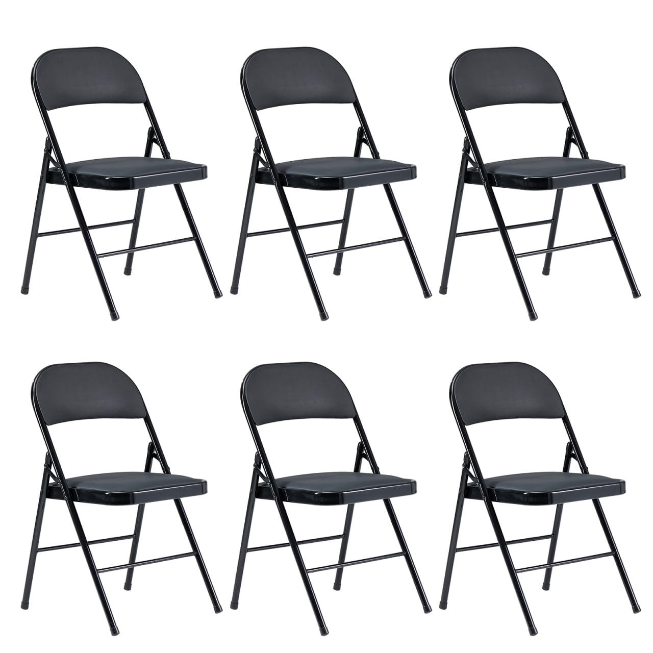 6 Pack Black Folding Chairs with Padded Seats for Outdoor & Indoor, Portable Lightweight