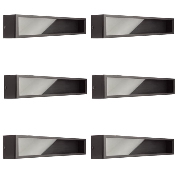 6 Pack: Black Front Loading 28" x 5.8" LED Display Case with Glass Frame by Studio Decor