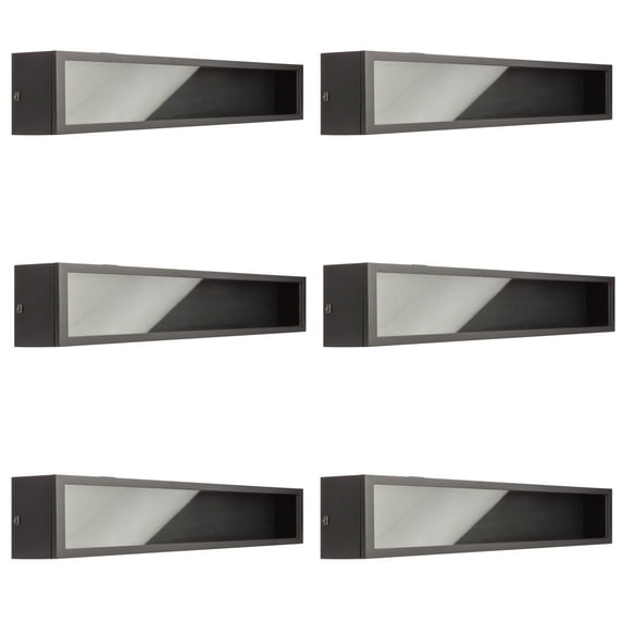 6 Pack: Black Front Loading 28" x 5.8" LED Display Case with Glass Frame by Studio Decor