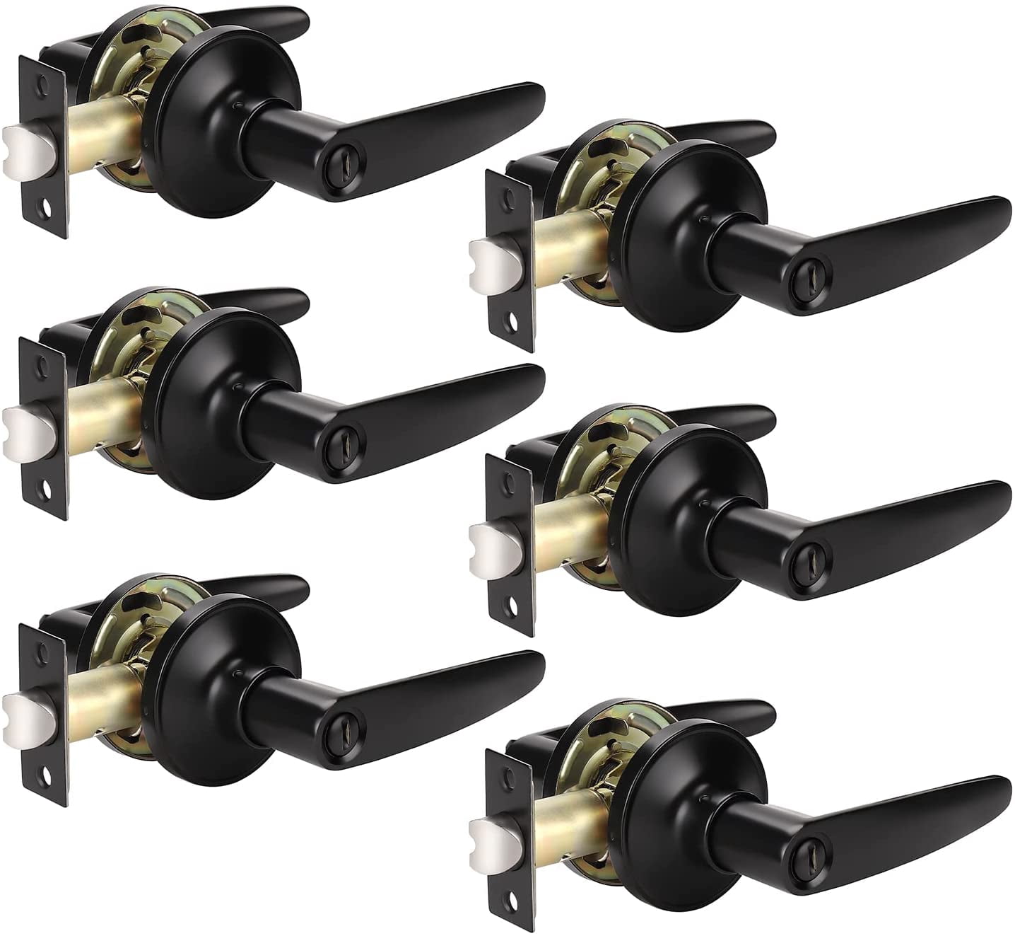 The 6 Pack Black Interior Door Handles Door Lever Privacy Door Lock Set ...