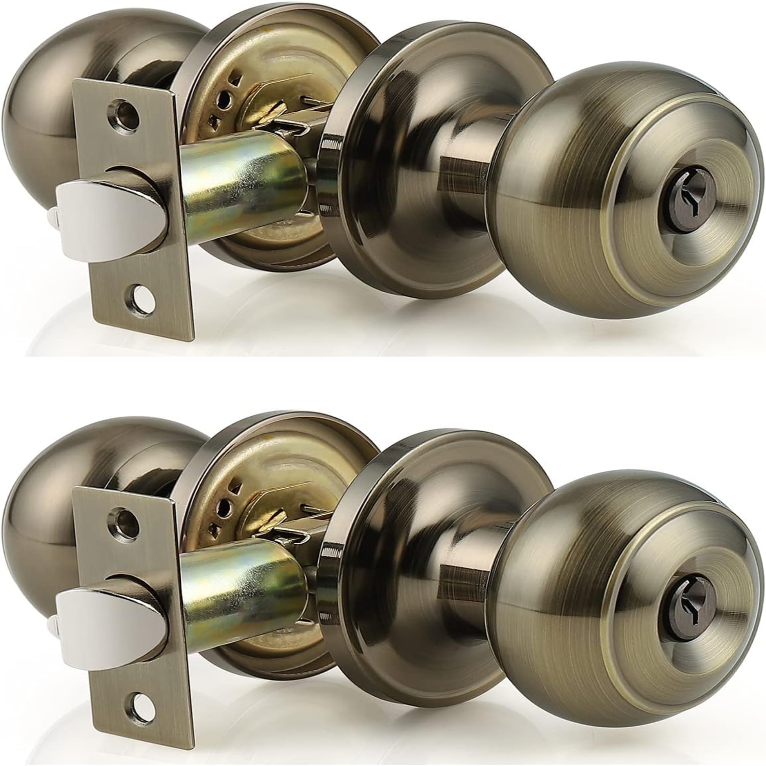 (6 Pack) Black Round Entry Door Knobs Keyed Alike Exterior/Interior ...