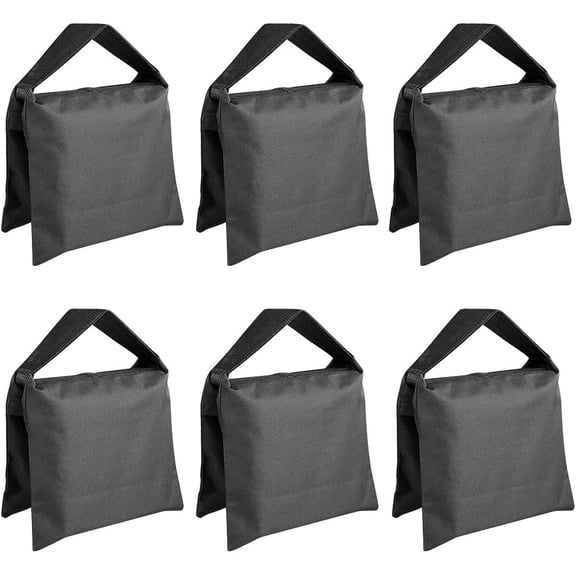 6 Pack Black Sand Bag Photography Studio Video Stage Film Saddlebag for Light Stands Boom Arms Tripods