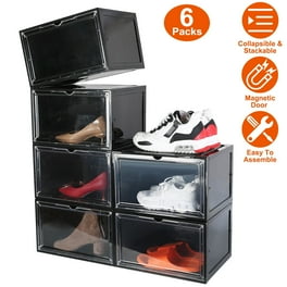 Women Shoe Storage Box Clear Plastic Stackable Shoe Organizer for Closet Space Saving Foldable Shoe Sneaker Containers Bins Holders Walmart