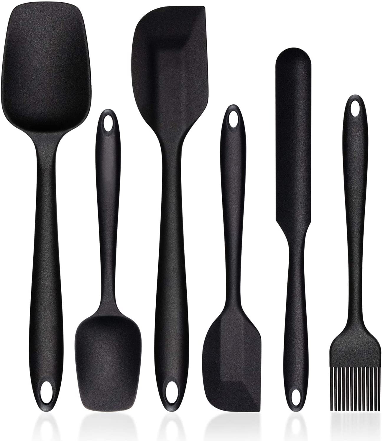 6 Pack Black Silicone Spatula Set, Food Grade Silicone Spatula,450°F