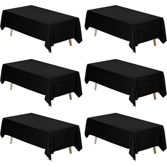 6 Pack Black Table Cloth for Rectangle Table, 70 x 120 Inch Polyester Fabric Tablecloths Rectangular Table Covers 6-8ft for Party, Banquet, Dining, Wedding, Graduation