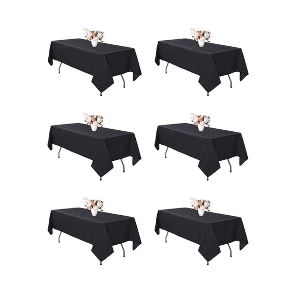 Charmoon 6-Pack Black Rectangle Tablecloths 60x102 Inch, Polyester Fabric for 6ft Tables, Wrinkle Resistant & Washable for Parties & Banquets