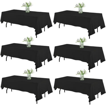6 Pack Black Table Cloth Rectangle Tablecloth 60x102 Inch,Polyester Tablecloths for 6 Foot Rectangle Tables,Winkle Resistant Washable Fabric Table Cloths for Parties,Wedding,Banquet