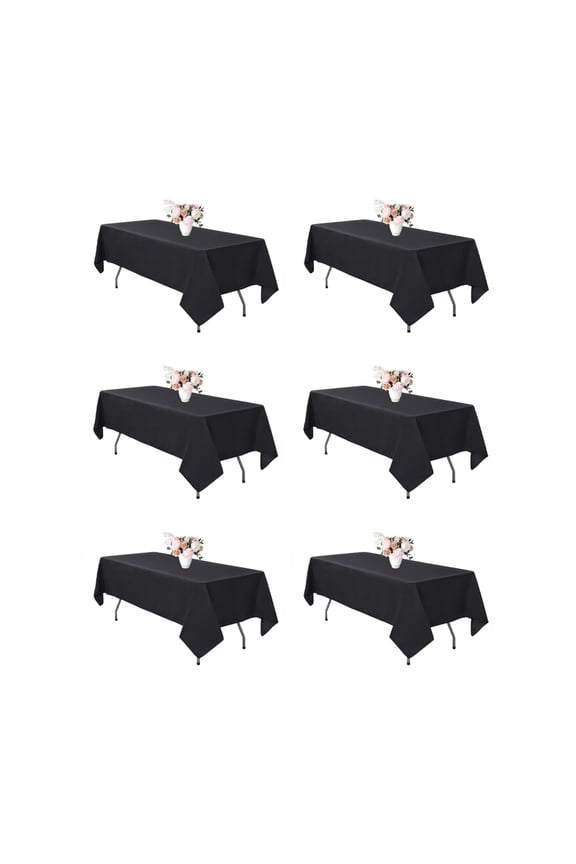 6 Pack Black Tablecloth 60 X 102 Inch - Rectangle Table Cloth For 6 Feet Table Stain And Wrinkle Resistant Washable Polyester Table Cover For Dining Wedding Banquet Party Buffet Restaurant