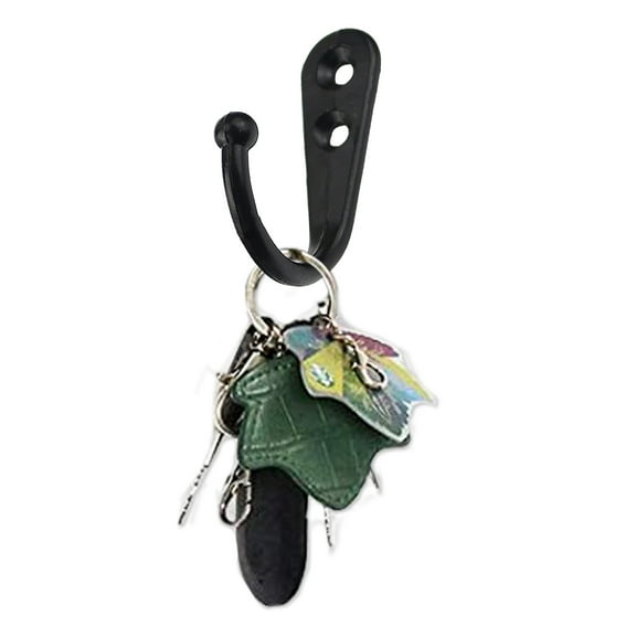 6 Pack Black Wall Hooks, Heavy Duty Zinc Alloy U Shape Hooks with Screws Anchors, Coat Hat Towel Key Hooks for Bathroom Bedroom Entryway, Over The Door Hooks
