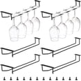 Metal Wine Rack Storage 6 Pack Black Wine Glass Rack, 14 Inch Under Cabinet Stemware Holder ...