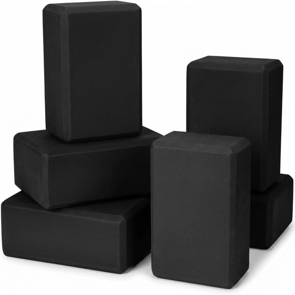 6 Pack Black Yoga Blocks 9 x 6 x 4 Inch EVA Foam Props for Pilates Stretching