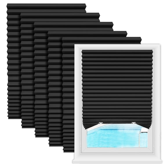 6 Pack Blackout Window Shades, 36 In X 72 In, Light Filtering Cordless Pleated Paper