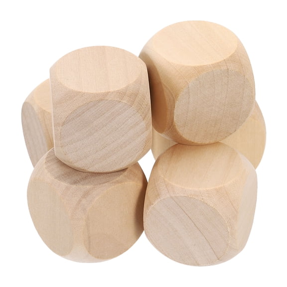6 Pack Blank Wooden Dice, 40mm/1.57inch Unfinished Wooden Cube Rounded Corners Square Block for DIY Craft Projects