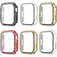 thumbnail image 1 of 6 Pack Bling Diamond Case Compatible Apple Watch Series 8 7 Screen Protector 45mm, Hard PC Sparkling Crystal Rhinestone Protective Face Cover with Build in Tempered Glass for iWatch 8 7, 1 of 5