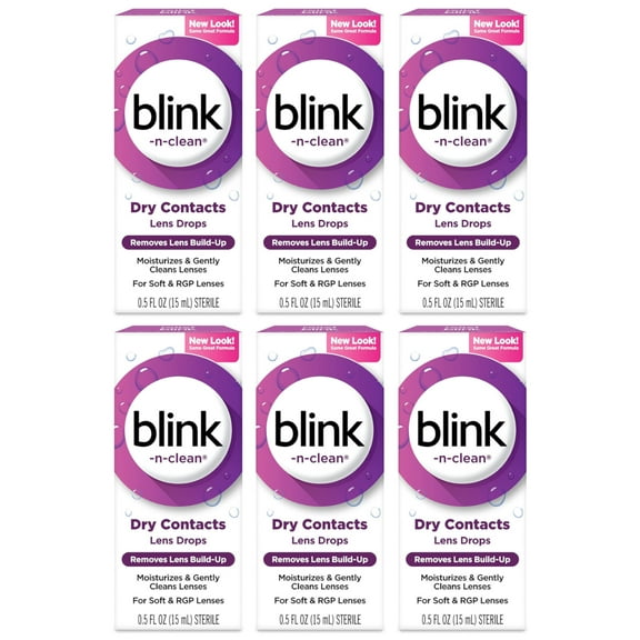 6 Pack - Blink-N-Clean Lens Drops for Any Soft Contact Lens 0.5 FL OZ