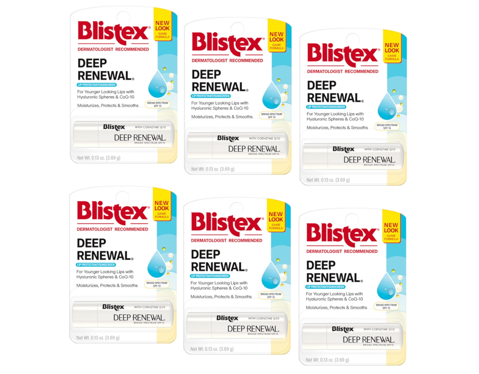 6 Pack Blistex Deep Renewal Lip Protectant, SPF 15 0.13 oz Each