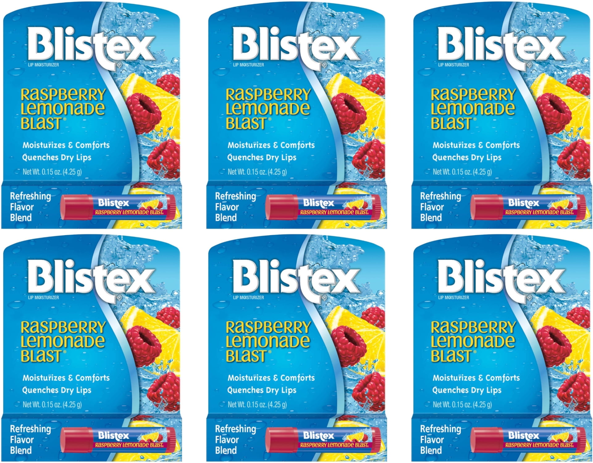 6 Pack Blistex Raspberry Lemonade Blast, Hydrating Soft Berry Lip