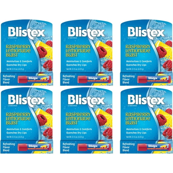 6 Pack Blistex Raspberry Lemonade Blast Fruit Blend Lip Balm, .15 Oz Each