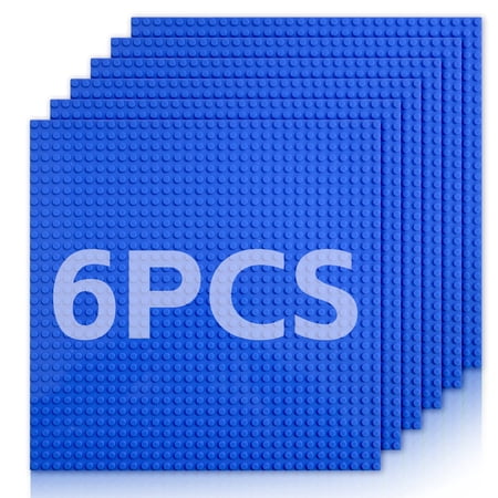 6 Pack Blue Building Baseplates 10" x 10" for Building Bricks, 32x32 Studs Classic Base Plates Foundation, Anti-Warping Thick Building Mats Compatible with All Major Brands